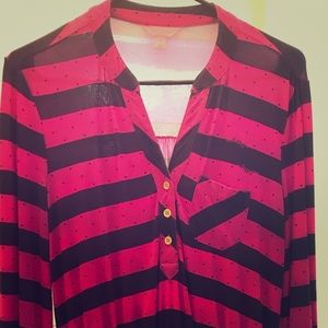 Lilly Pulitzer Pink and Navy Rugby Stripe Dress